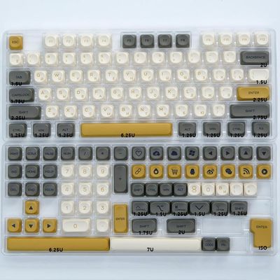APOJHGF KOA Ocean Whale PBT Keycap Set 135 Mechanical Keyboards MOA Layout 7u ISO Suitable Compatible with Japanese Korean and Russian Layouts(Glimmer-RU)
