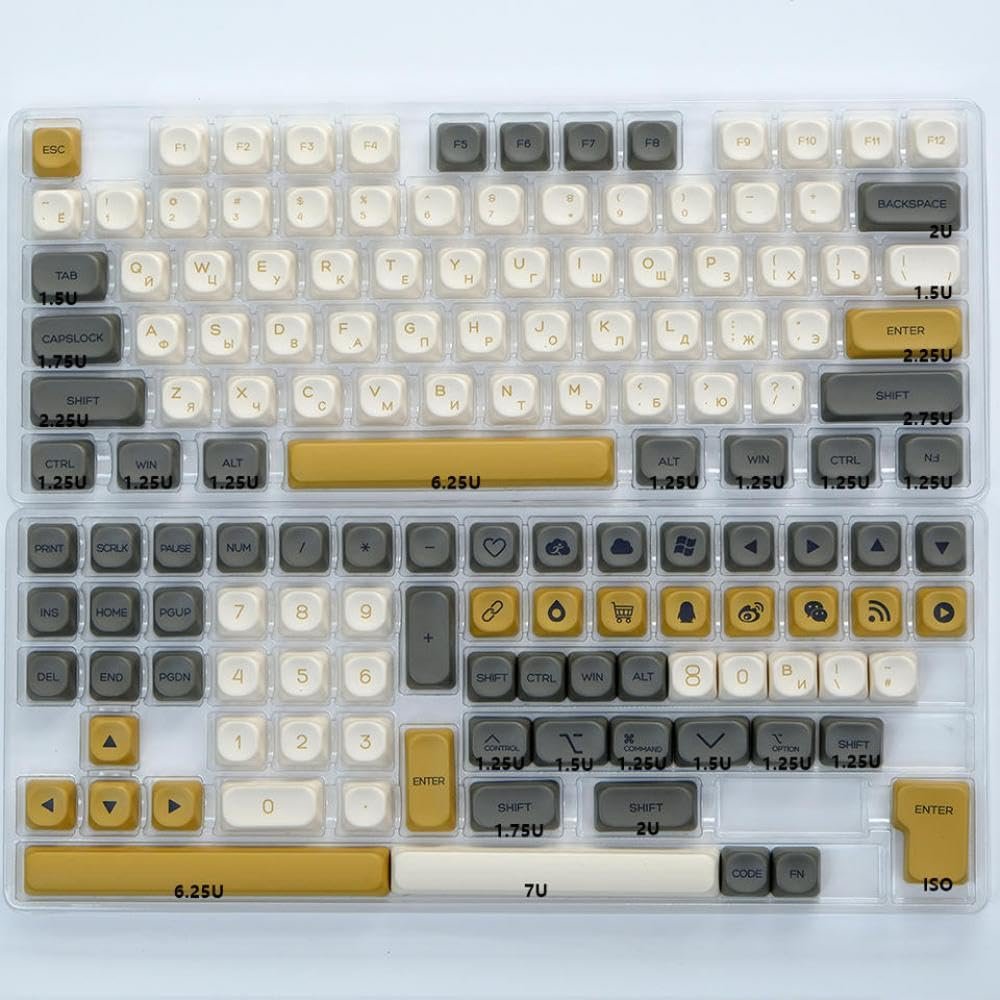 APOJHGF KOA Ocean Whale PBT Keycap Set 135 Mechanical Keyboards MOA Layout 7u ISO Suitable Compatible with Japanese Korean and Russian Layouts(Glimmer-RU)