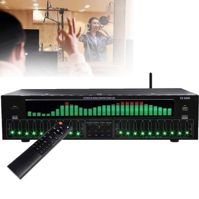 Digital Audio Stereo Graphic EQ, Digital Equalizer, 31-Band Dynamic Spectrum Display, 12 Rhythm Patterns, Double 10-Segment Independent Tuning with Noise Reduction, Home EQ