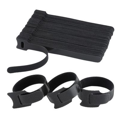 200 PCS 6 inch Reusable Fastening Cable Ties Cord Wrap and Hook Loop Cable Management - Black