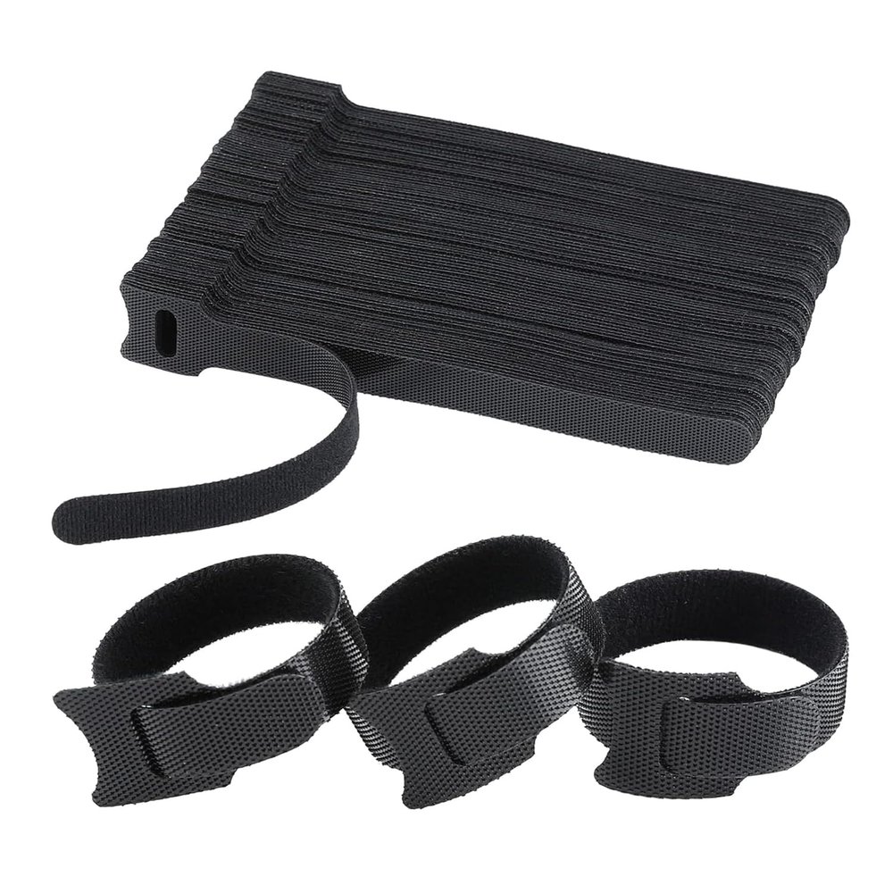 200 PCS 6 inch Reusable Fastening Cable Ties Cord Wrap and Hook Loop Cable Management - Black