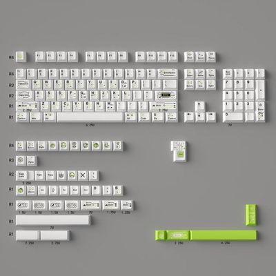 APOJHGF Customized 148 English Keycaps PBT Dye Sublimation White Green Profile Mechanical Keyboards Using MX Switches 84/96