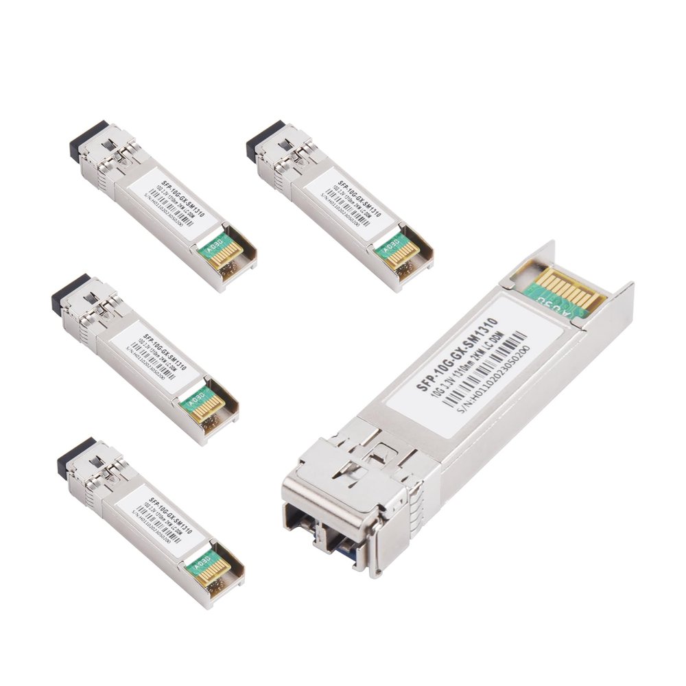 WSOLDMA 1/5/10PCS Fiber SFP Module Fiber Transceiver Modular - Single Mode, 10G, 850nm/1310nm/1550nm, 2LC Connector Fit for Ethernet Switch (5PCS, 80KM 1550nm)