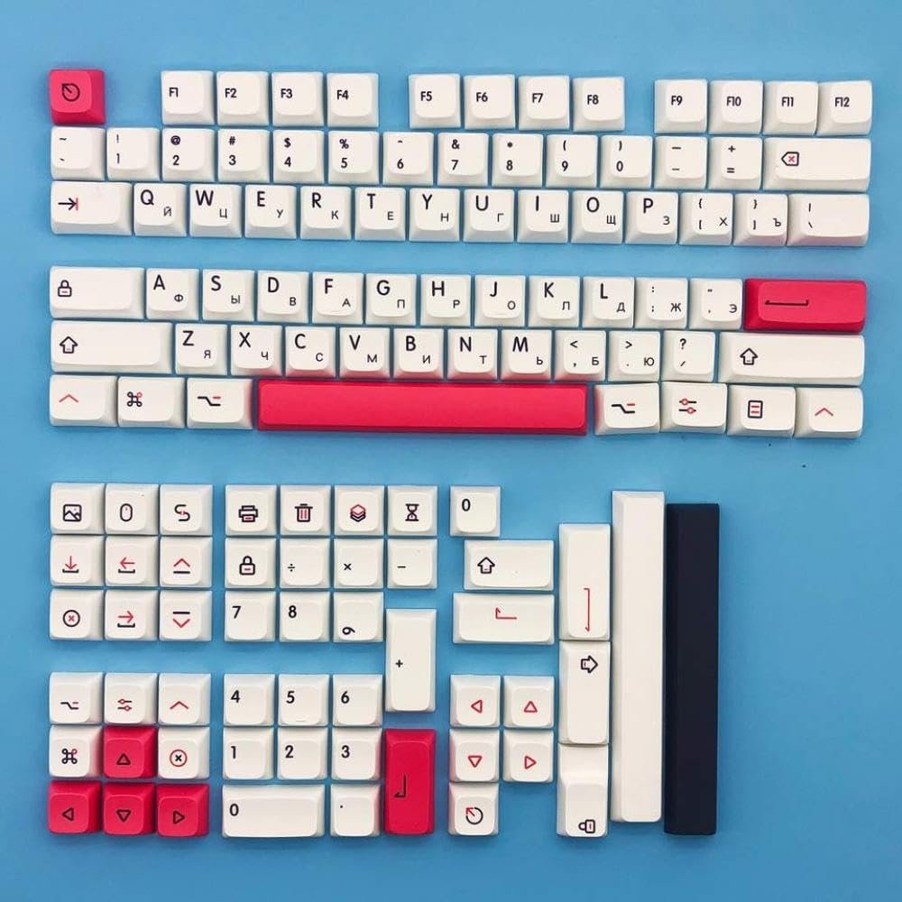 APOJHGF Personalized English and Russian PBT Keycaps XDA Profile Dye Sublimation MX 104 87 61 Mechanical Keyboards(Pink Theme RU)