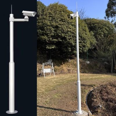 Blazea Floor Security Camera Holder Mount, Weatherproof Outside Surveillance Camera Pole, High Security Camera Mounting Pole Camera Bracket(B,3.5m (11.5ft))