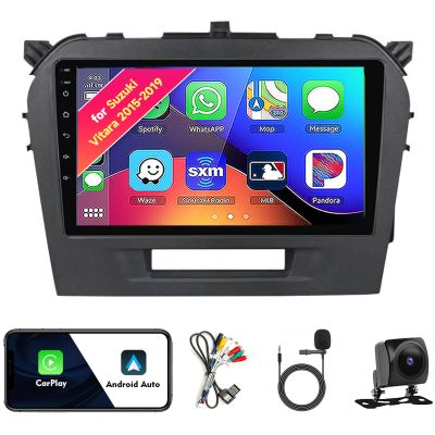 Car Radio Stereo for Suzuki Vitara 2015-2019, Android 13, 9" IPS Touch Screen Upgrade Dash Kit with CarPlay & Android Auto, GPS Navigation DSP SWC 5G WiFi Camera 8CORE 4+64GB