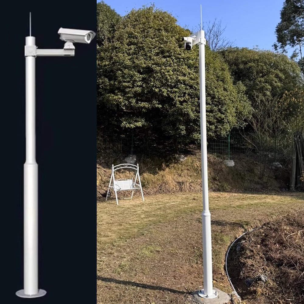 Blazea Floor Security Camera Holder Mount, Weatherproof Outside Surveillance Camera Pole, High Security Camera Mounting Pole Camera Bracket(B,2.5m (8.2ft))