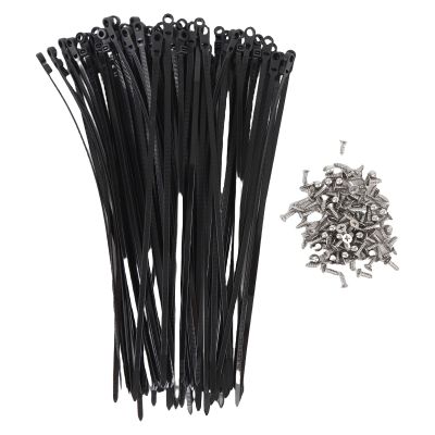 100 Set Plastic Black Cable Tie, Mountable Heads Screw Mount Cable Ties for Installations Organization Home Storage
