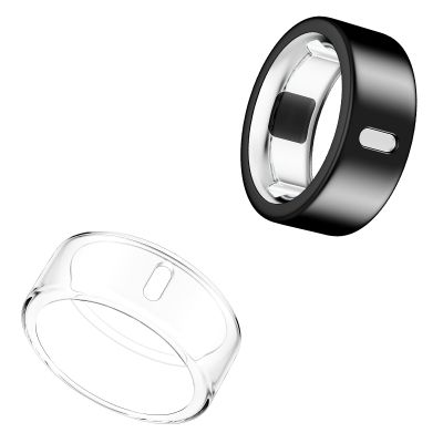 Cover Compatible for Oura Ring Gen 4/Gen 3 Horizon/Gen 3 Heritage,(NOT Compatible with Oura Ring 4-Ceramic), Charging Directly,Rugged TPU Finger Protector for Workout Women Men-Clear+Black -Size 9