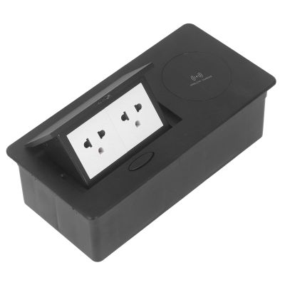 Desktop Socket Concealed Power Strip Table Connection Box 3 Hole Outlets Wireless Charging 15A AC