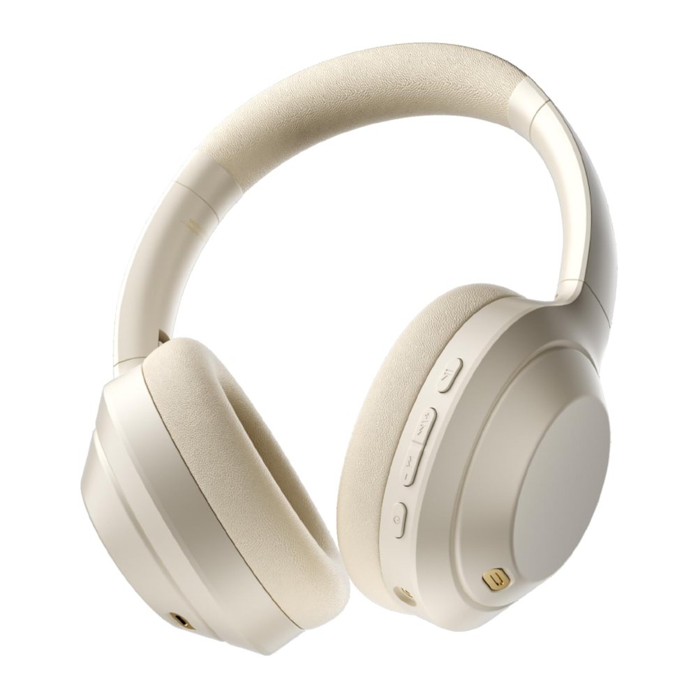 iKF T1 Max Wireless Bluetooth Over Ear Headphones,Active Noise Cancellation, Up to 100H Playback, HiFi Sound 40mm Drivers,Dual Device Connection, Wired Mode,for Travel, Work, Gaming,School (Offfwhite)
