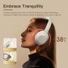 iKF T1 Max Wireless Bluetooth Over Ear Headphones,Active Noise Cancellation, Up to 100H Playback, HiFi Sound 40mm Drivers,Dual Device Connection, Wired Mode,for Travel, Work, Gaming,School (Offfwhite) view 2