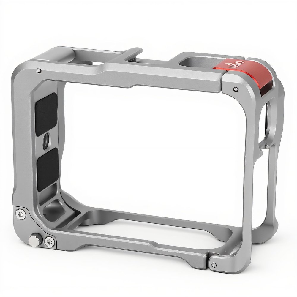 Aluminium Alloy Camera Protective Cage for Pro 2, Lightweight Camera Housing Frame Cage Quick Release Flip, Cold Shoe Expansion Interface, Foam Padding