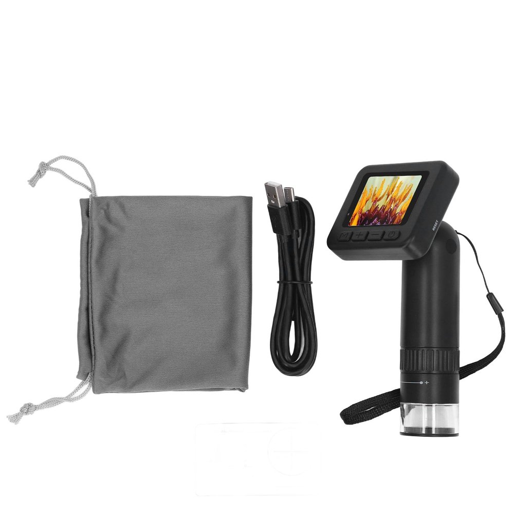 Handheld Digital Microscope, 2 Inch IPS Screen 1000X Magnification, USB Connect to PC Microscope with 8 Adjustable LEDs
