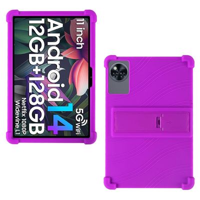 AKNICI Case for DOOGEE U11/ DOOGEE U11 Pro/HOTWAV Pad 11 Tablet 11 Inch, Soft Silicone Protective Cover with Adjustable Kickstand, Purple
