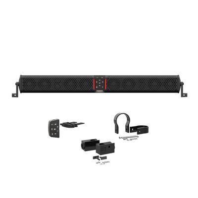 Wet Sounds STEALTH-XT-12-B Stealth XT 12 Speaker All-in-One Amplified Bluetooth Soundbar with Remote  Black with Slider Brackets and 1.75" Round Clamps