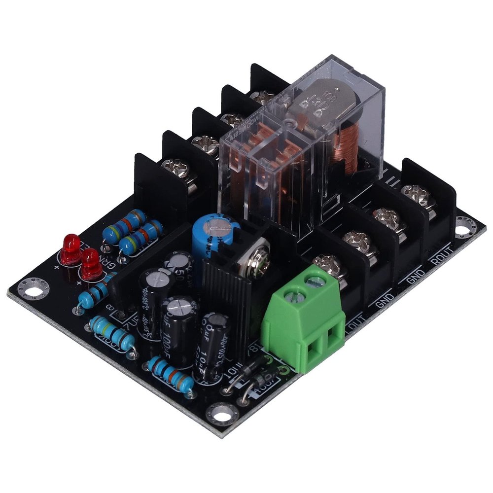 Speaker Protec Tion Board, Audio Protec Tion Board Module, DC Simple Circuit fe Reli able Relay with LED Lights for Most Power Amplifier Boards
