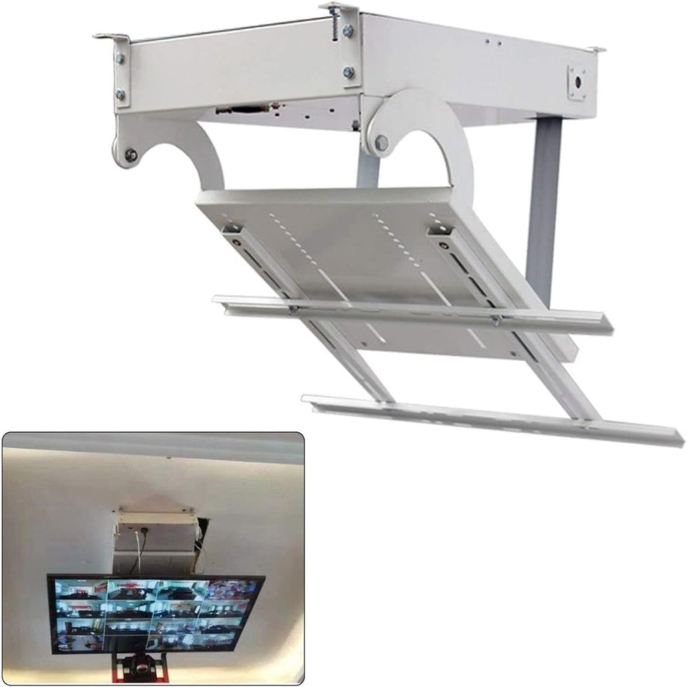 JDJXYNSRT Electric Ceiling TV Mount, Ceiling TV Bracket, Electric Adjustable Angle Ceiling TV Mount Bracket, Remote Control Large Flip Down Motorized Pitched Roof(56-65in TV)