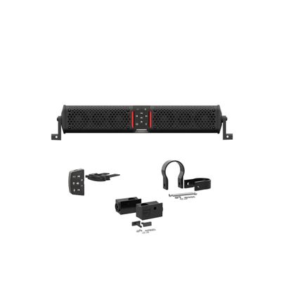 Wet Sounds STEALTH-XT-6-B Stealth XT 6 Speaker All-in-One Amplified Bluetooth Soundbar with Remote Black with Slider Brackets and 1.75" Round Clamps