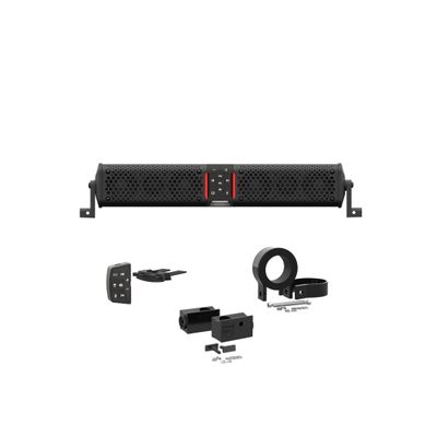 Wet Sounds STEALTH-XT-6-B Stealth XT 6 Speaker All-in-One Amplified Bluetooth Soundbar with Remote  Black with Slider Brackets and 2.00" Round Clamps