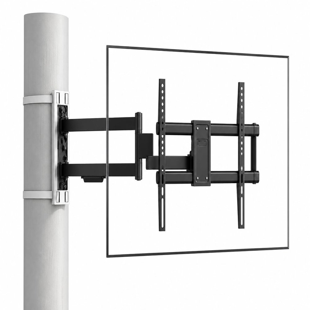 CondoMounts 37"80" TVs | Indoor Full Motion TV Mount Fits Pillars & Poles, No Drill Gazebo & Pergola TV Mount, VESA 600x400, Holds 110 lbs