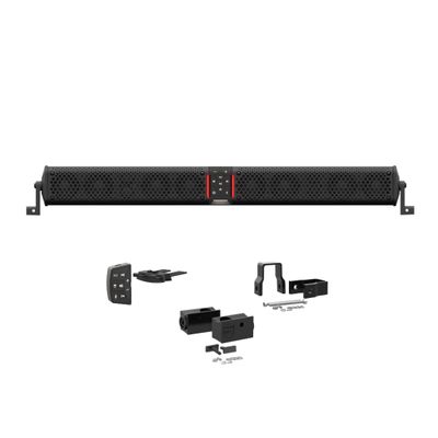 Wet Sounds STEALTH-XT-12-B Stealth XT 12 Speaker All-in-One Amplified Bluetooth Soundbar with Remote Black with Slider Brackets and 1.00" Square Clamps