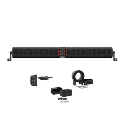Wet Sounds STEALTH-XT-12-B Stealth XT 12 Speaker All-in-One Amplified Bluetooth Soundbar with Remote Black with Slider Brackets and 2.00" Round Clamps
