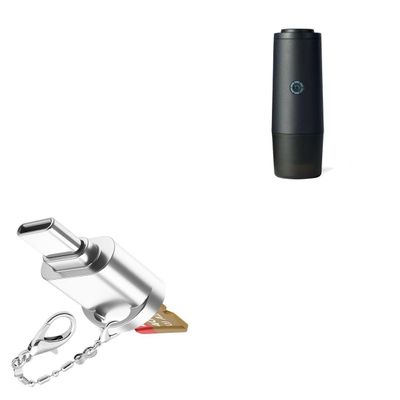 BoxWave Adapter Compatible with Nomious Prime Brew Portable Espresso Maker - Micro SD Card miniReader, USB Type-C OTG Reader USB3.0 Adapter Keychain - Metallic Silver