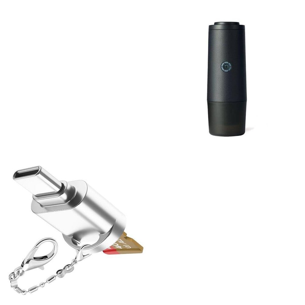 BoxWave Adapter Compatible with Nomious Prime Brew Portable Espresso Maker - Micro SD Card miniReader, USB Type-C OTG Reader USB3.0 Adapter Keychain - Metallic Silver