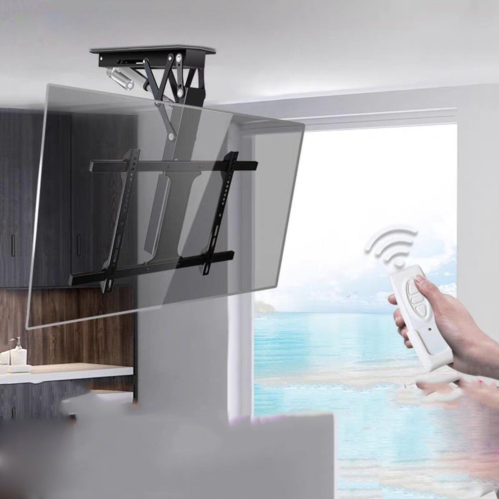 JDJXYNSRT Motorized Ceiling TV Mount, Fits 32-70/50-90 Inch TVs Motorized TV Stand, Hidden Drop Down TV Lift, Telescopic Electric TV Lift with Auto Lifting, 0-85 Flip Down, Motori