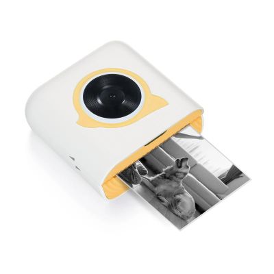 Walfront L8 Mini Thermal Printer Portable Bluetooth Photo Label Maker 203DPI Resolution with 1 Roll Paper for Journals Planners DIY (Yellow)