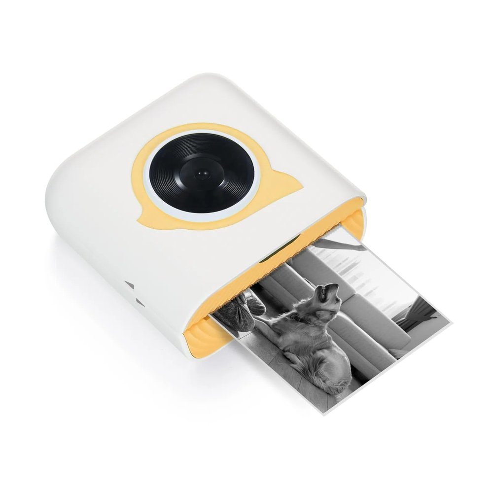 Walfront L8 Mini Thermal Printer Portable Bluetooth Photo Label Maker 203DPI Resolution with 1 Roll Paper for Journals Planners DIY (Yellow)