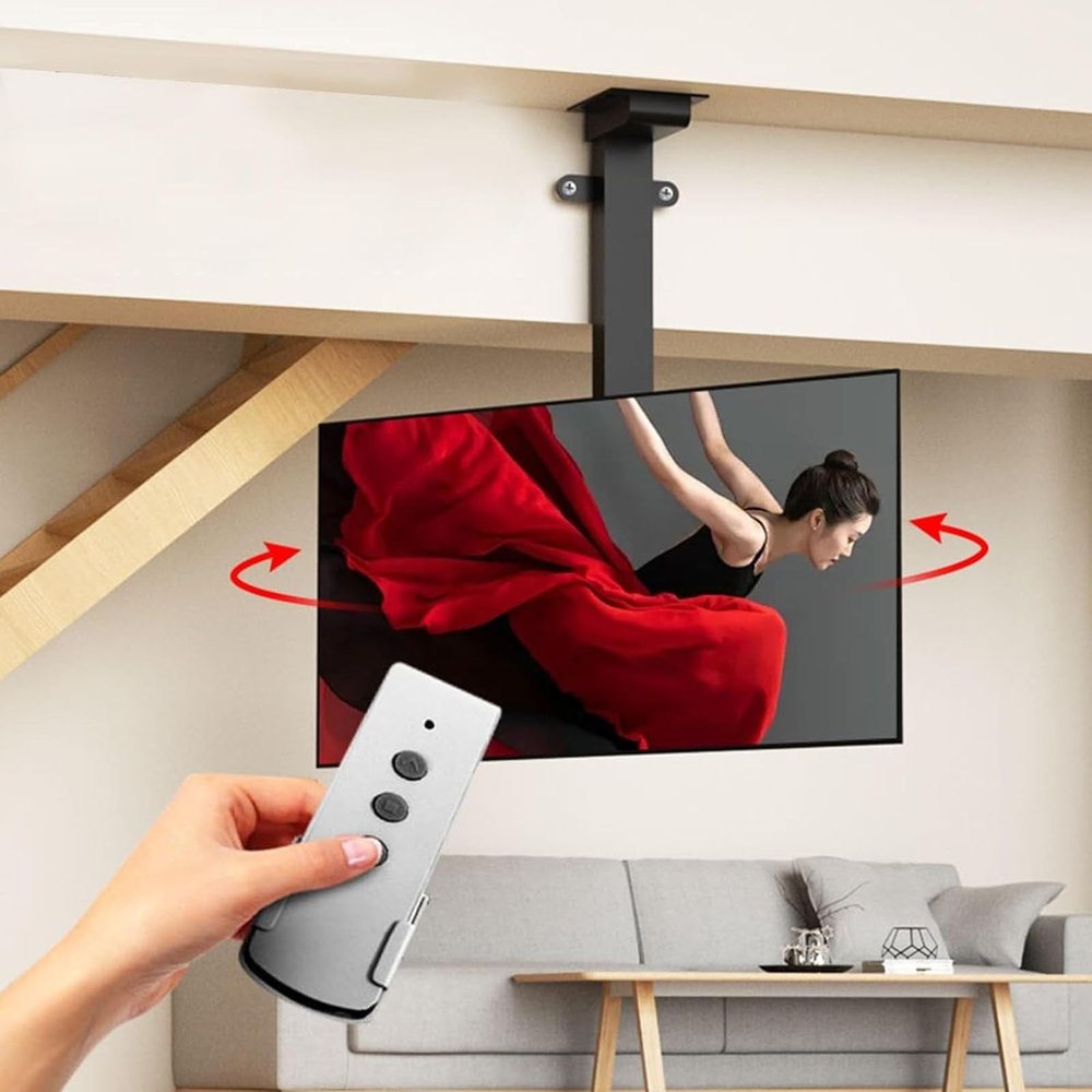 JDJXYNSRT Ceiling Mount for TV, Height Adjustable Swivel Ceiling TV Mount for 32-70 Inch Flat & Curved TV Up to 60kg Max VESA 600x400mm(Lifting 730-1730mm)