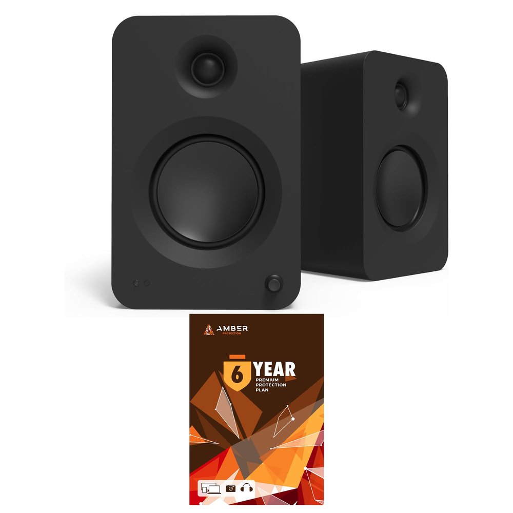 Kanto REN MB Bluetooth Powered Bookshelf Speakers - Matte Black Pair with 6 Year Amber Protection Plan (2024)