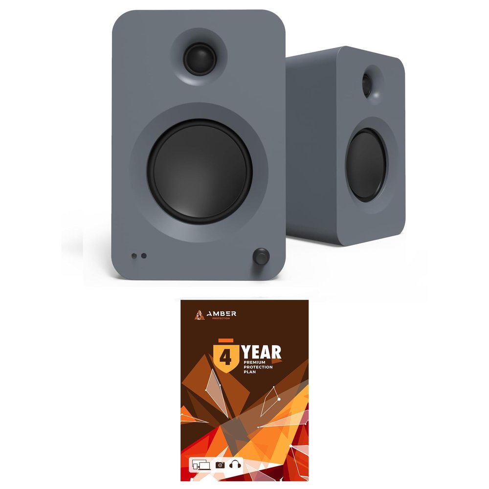 Kanto REN Grey Bluetooth Powered Bookshelf Speakers - Matte Grey Pair with 4 Year Amber Protection Plan (2024)