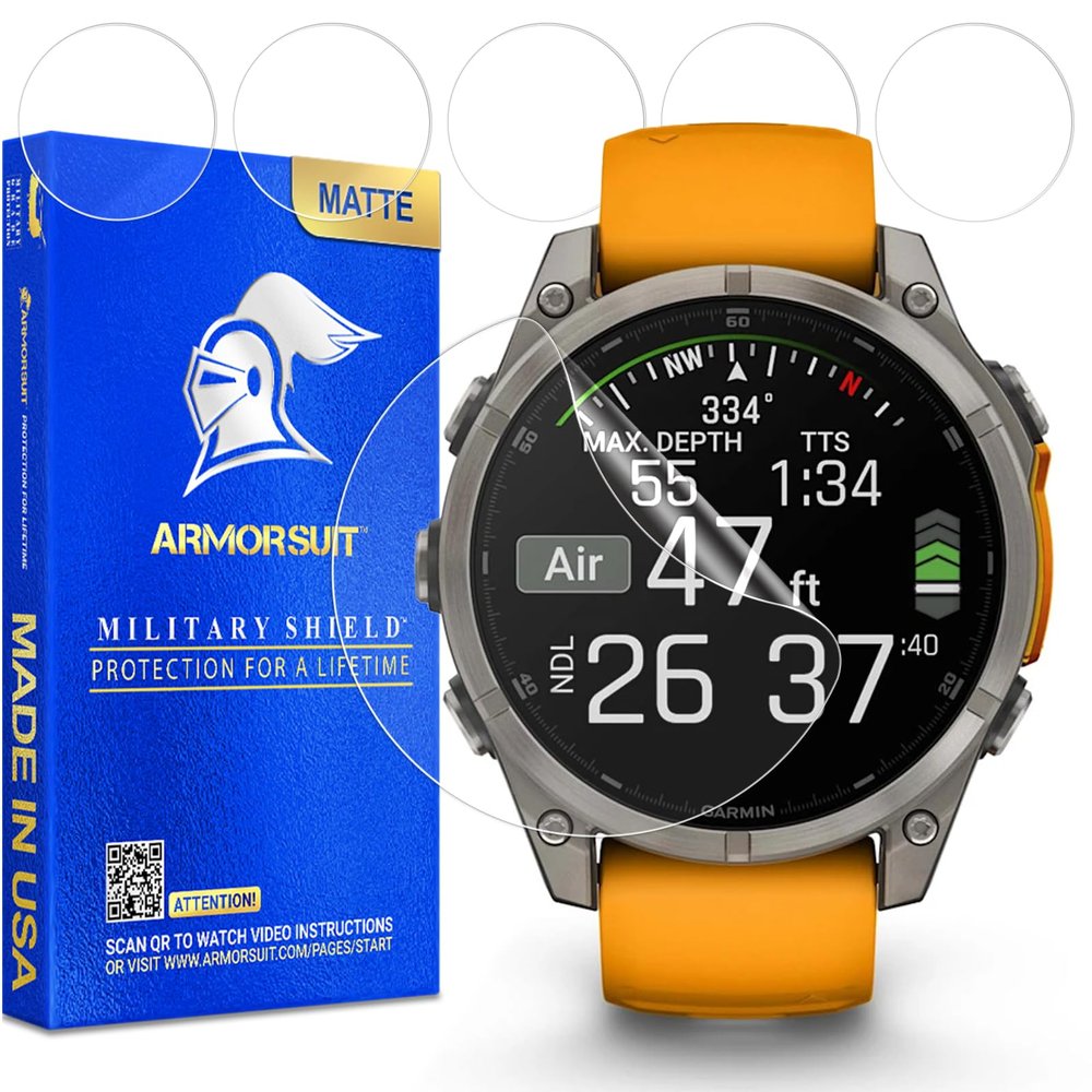 ArmorSuit 6 Pack for Garmin Fenix 8/8 Pro 47mm Anti-Glare Screen Protector MilitaryShield Matte Film - Made in USA