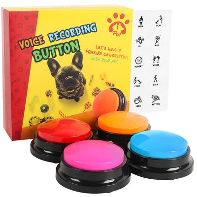 Act boldly Voice Recording Button 4 Colors, Dog Buttons for Communication Pet Training Buzzer, 30 Second Record & Playback, Funny Gift for Study Office Home Red Blue Orange Rose