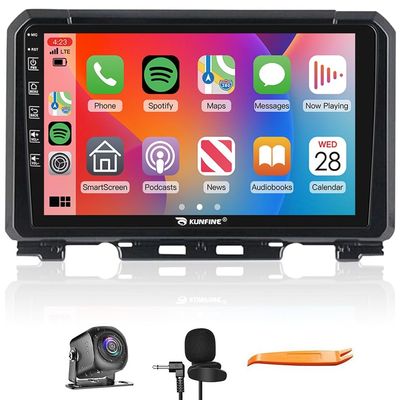 Kunfine Car CarPlay Android Auto Navigation Stereo GPS Radio Reverse Camera Display 9" IPS Touchscreen Headunit Tablet Pad Media Player for Suzuki Jimny 2018-2025, if Applicable Quad Core 4G+64G