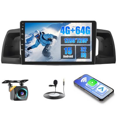 [4+64G] Android 15 Car Radio for Toyota Corolla EX 2005 2006 2007 2008 2009 2010 2011 2012 Wireless CarPlay & Android Auto, 9 Inch IPS Touch Screen Car Stereo GPS 32EQ Bluetooth 5.0 WiFi Backup Camera
