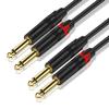 bodateng 6.35mm to 6.35mm Mono Cord, 2 x 1/4'' Mono 6.35mm Ja-ck Male to 2 x 1/4'' Male Audio Cable for Guitar Mixer(1m) view 1