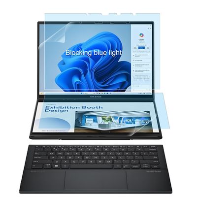 4 Pack Blocking Blue Light Screen Protector for New 2025-2024 ASUS Zenbook Duo 2-in-1 Laptop Dual 14 OLED (UX8406) Touch Display- Anti Blue Light Glare Shield (2 Sets - Primary and Secondary Screens)
