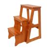 step ladder Folding 3 Tier Step Ladder Counter Stool, Multifunction 3-in-1 Wood Step Stool with Anti-Slip, Wide Pedal, Display Ladder and Storage Shelf for Library, Home Kitchen, Household Work, Garag view 1
