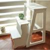 step ladder Folding 3 Tier Step Ladder Counter Stool, Multifunction 3-in-1 Wood Step Stool with Anti-Slip, Wide Pedal, Display Ladder and Storage Shelf for Library, Home Kitchen, Household Work, Garag view 4