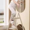 step ladder 3 Step/ 4 Step Ladder Folding Step Stool with Anti-Slip Wide Pedal and Retractable Handrail, Aluminum Portable Lightweight Step Stool for Adults Multi-Use for Home and Kitchen, Plant Stand view 3