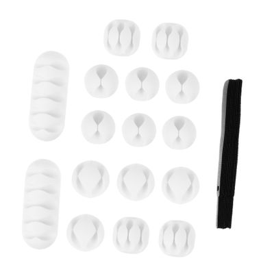 Angoily 26pcs Desktop Cord Organizers Set Wire Management Clips Adhesive Cable Holder for Home Office