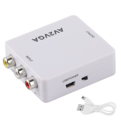 goodstumbler AV to VGA Converter, Portable 1920x1080 HD Composite AV to VGA Video Converter with USB Power Cable for TV DVD Projector Set Top Box