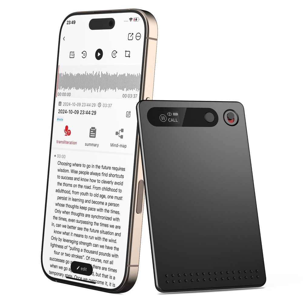 AI Voice Recorder, Voice Recorder AI Technology for Transcription & Summarization with Magnetic Housing, App Control,112 Languages, 64GB Memory, Audio Recorder for Lectures, Meetings, Gray