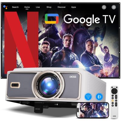 1500 ANSI 4K Decoding Projector with WiFi and Bluetooth, DESS Movie Home Theater Projector With Auto Focus & Keystone, Hidden Adjustable E-Bracket,Outdoor Proyector With Official Built-in Apps,C5 Pro