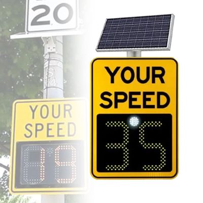 Solar Radar Speed Sign with LED Display  Traffic Speed Feedback Sign, High Brightness Reflective, IP65 Waterproof, Wireless Speed Detector for Road Safety, Includes Full Accessories(24"x35")