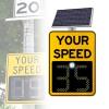 Solar Radar Speed Sign with LED Display  Traffic Speed Feedback Sign, High Brightness Reflective, IP65 Waterproof, Wireless Speed Detector for Road Safety, Includes Full Accessories(24"x35") view 1